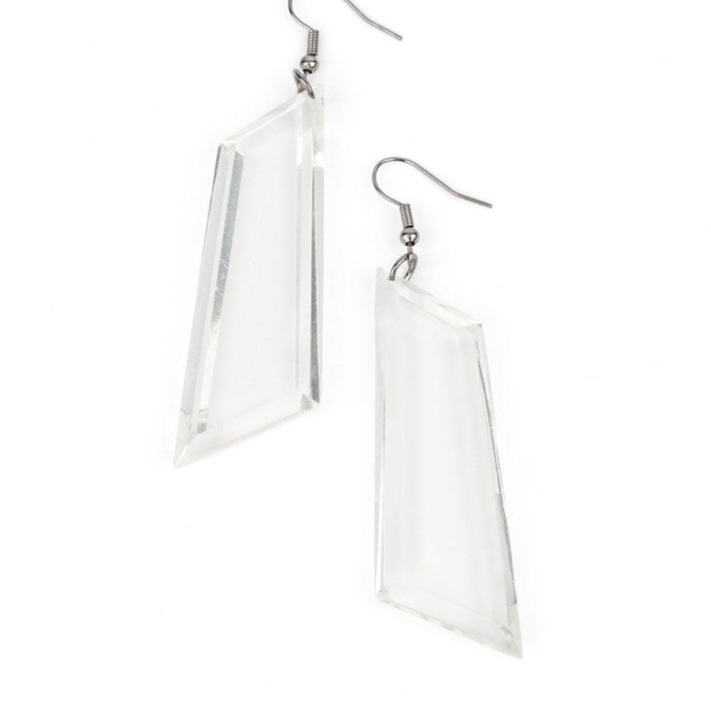Clear Geometric Dangle Earrings The Final Cut Acrylic Earring Asymmetrical